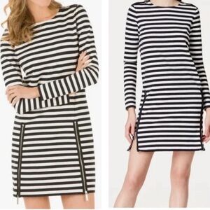 Michael Kors Blue & White Striped Zipper Dress size Small